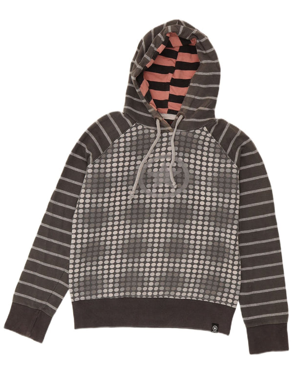 Felpa con cappuccio grafica da donna Converse UK 14 grande cotone geometrico grigio