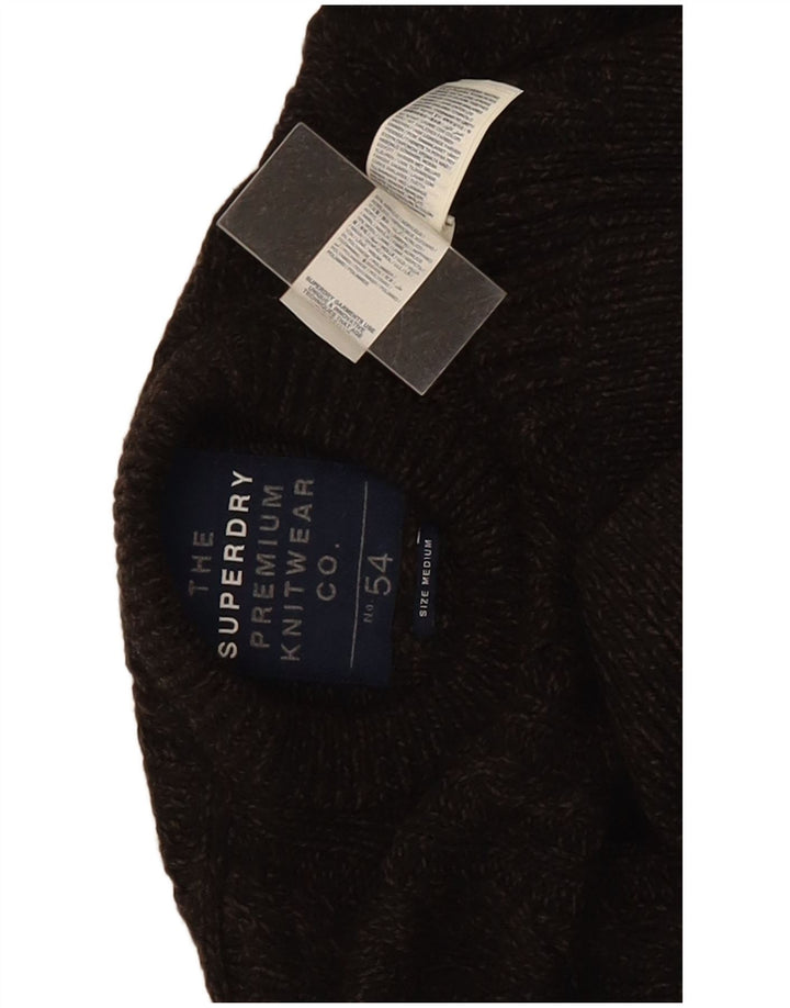 Maglione maglione girocollo da uomo Superdry Acrilico screziato marrone medio