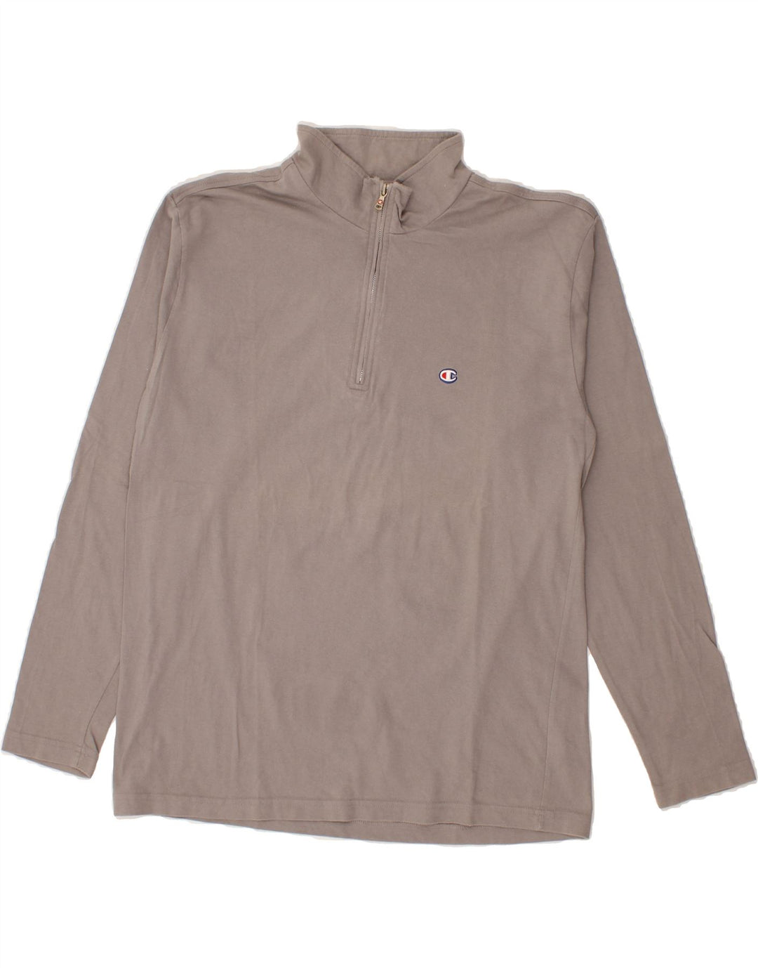 CHAMPION Mens Rochester Zip Neck Top Long Sleeve Large Grey Cotton Vintage Champion and Second-Hand Champion from Messina Hembry 