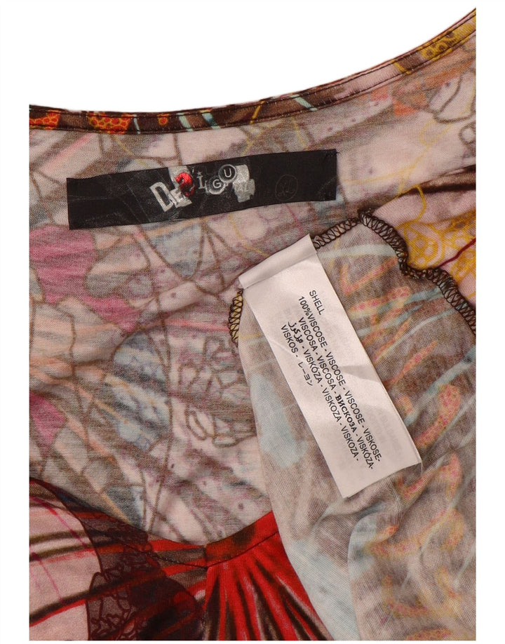Desigual Donna Camicetta Top UK 18 XL Patchwork in viscosa multicolore