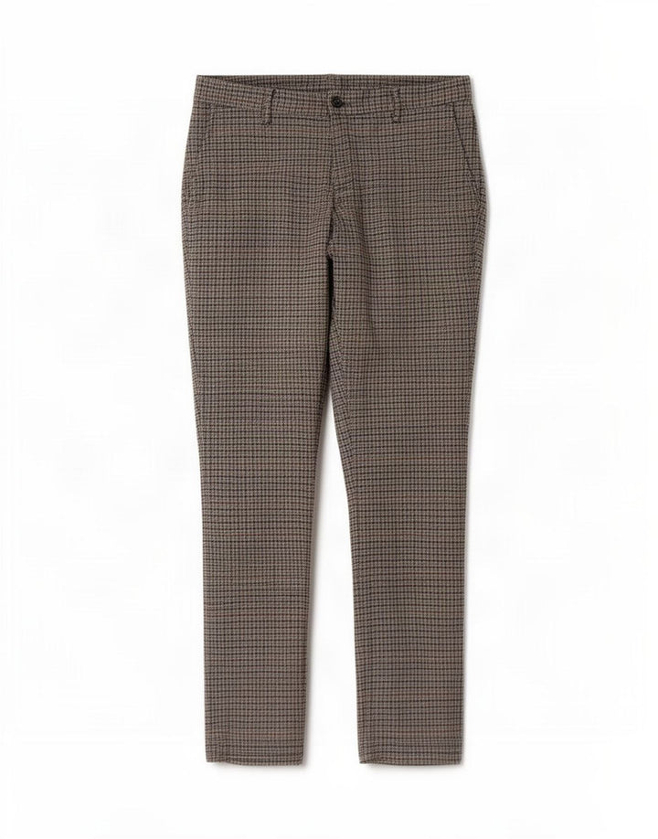 Pantaloni da Abito Dritti Benetton Uomo IT 48 Medio W34 L34 Pied De Poule Grigio