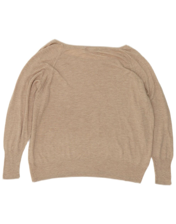 Maglione maglione oversize con scollo a barca da donna Zara UK 10 piccolo Beige