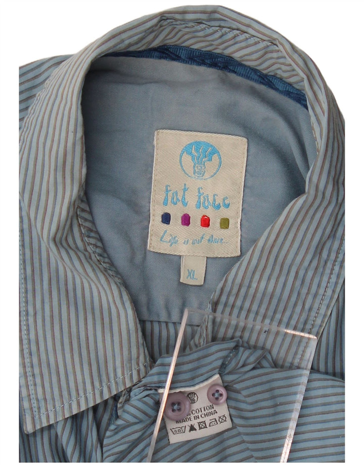 FAT FACE Camicia da uomo XL in cotone gessato blu