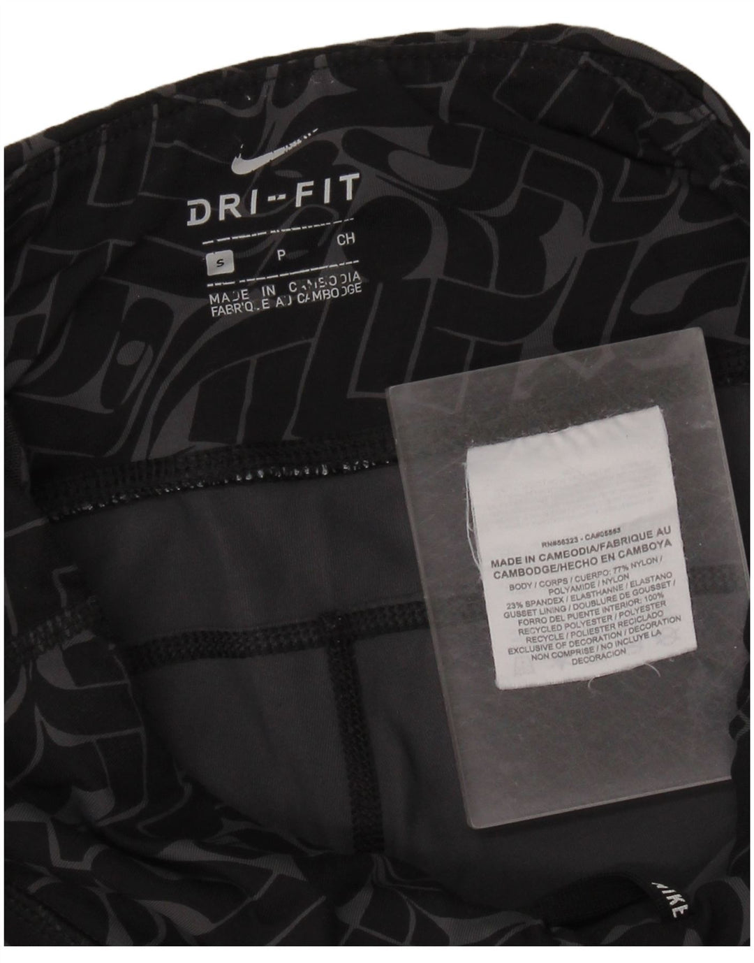 Leggings Dri Fit da donna NIKE UK 8 piccolo nylon geometrico nero