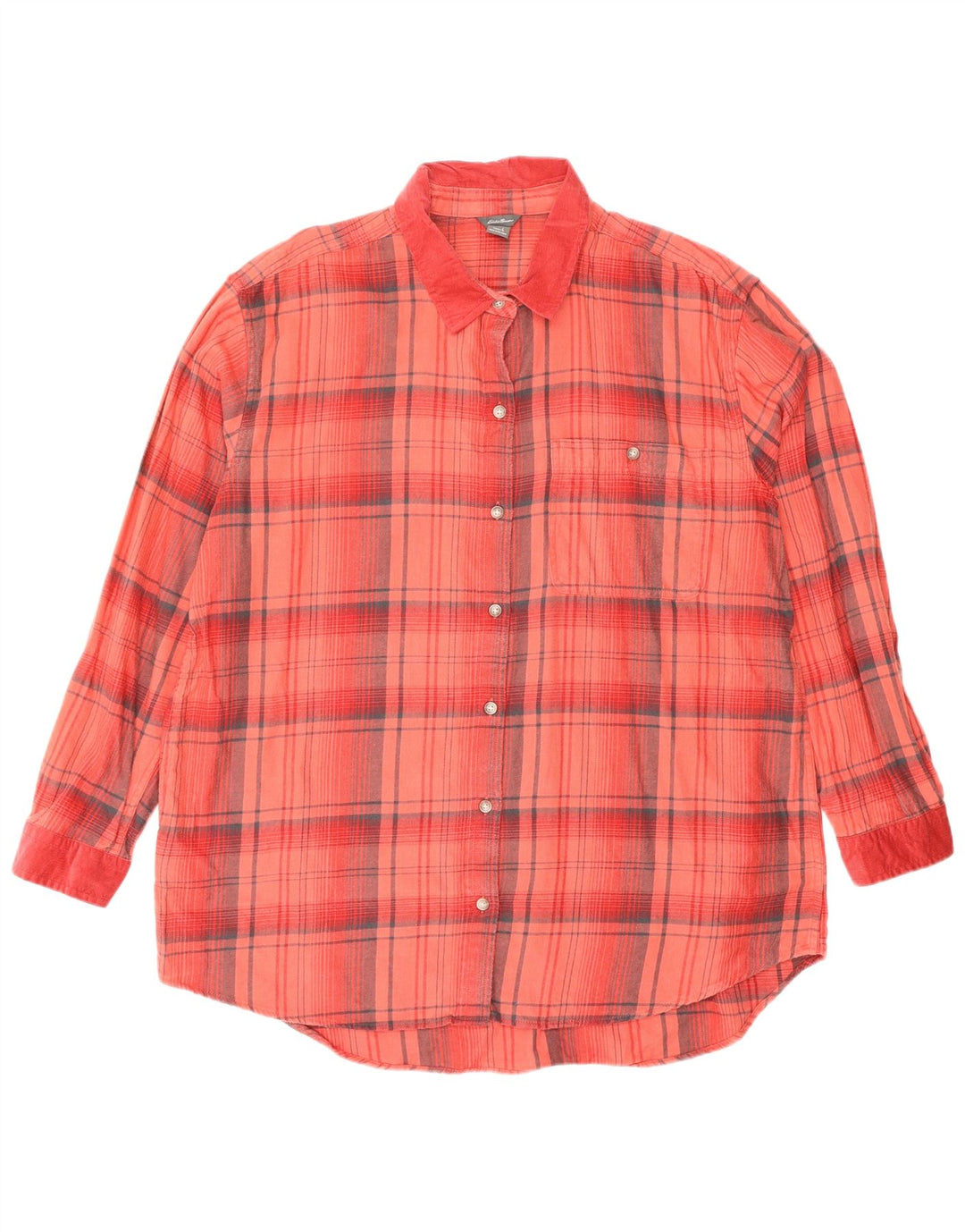 Camicia di flanella da donna EDDIE BAUER UK 16 Cotone a quadri rossi grandi