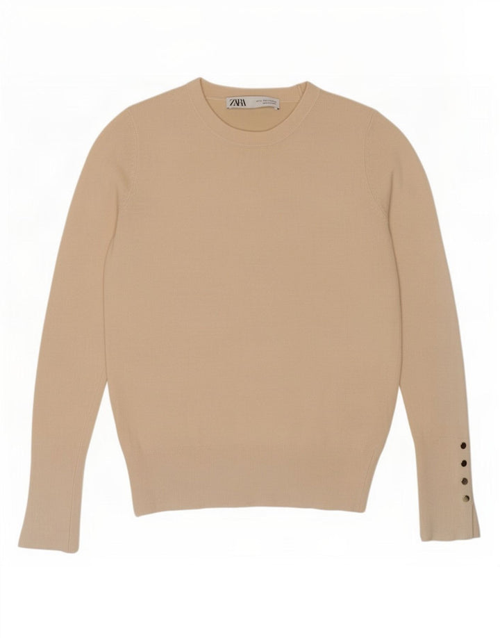 Maglione Girocollo Da Donna Zara Piccolo In Viscosa Beige