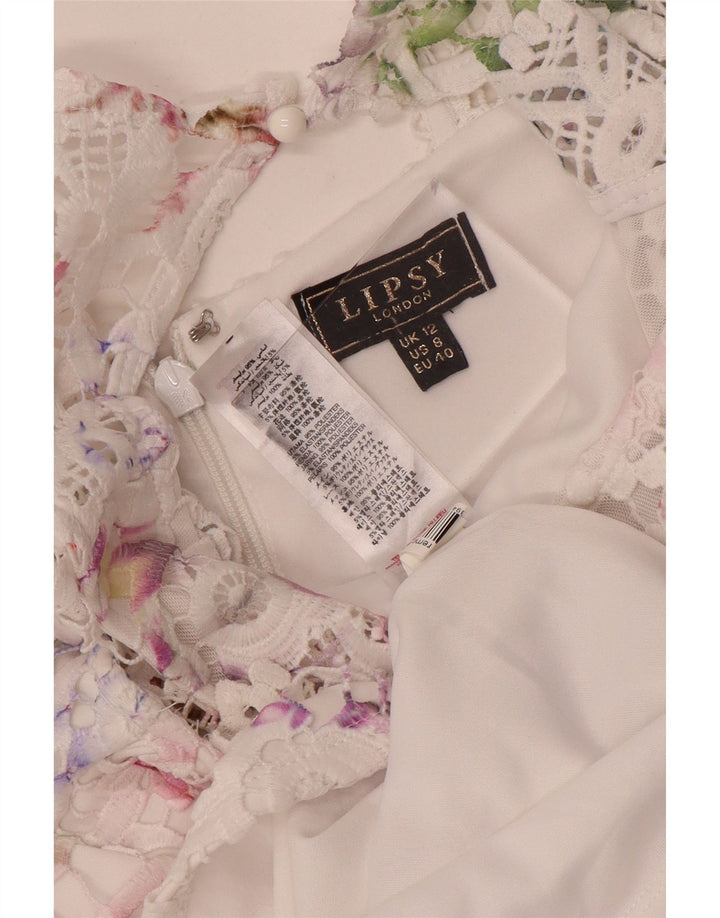 Abito tubino in pizzo da donna Lipsy UK 12 Poliestere floreale bianco medio