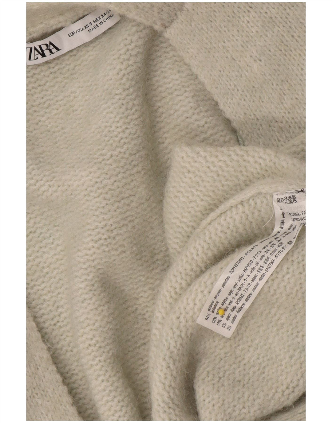Maglione cardigan aperto oversize da donna Zara UK 6 XS poliestere grigio