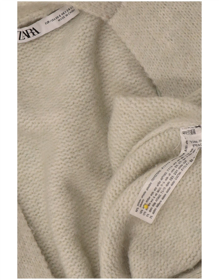 Maglione cardigan aperto oversize da donna Zara UK 6 XS poliestere grigio