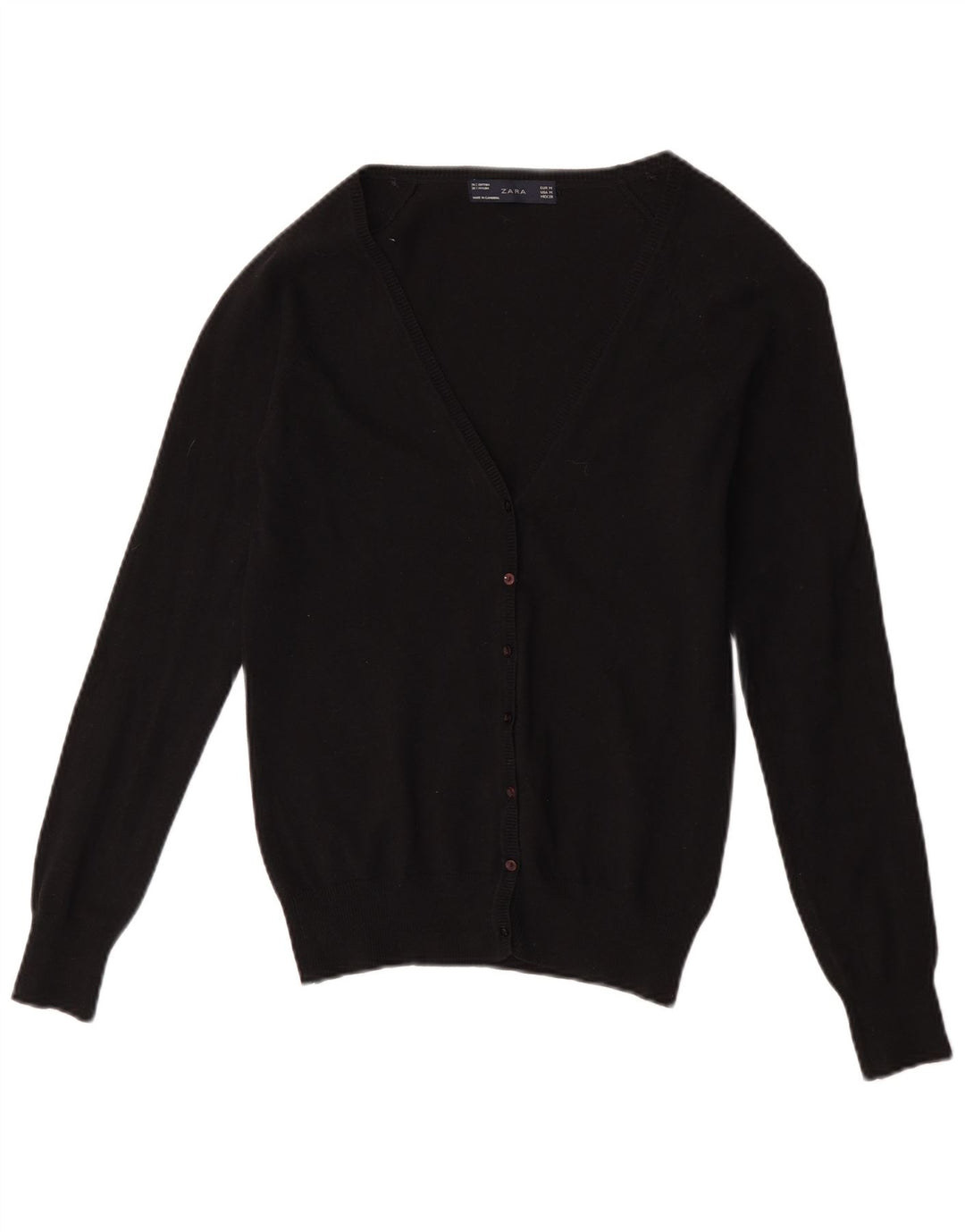Maglione cardigan da donna Zara UK 12 cotone nero medio