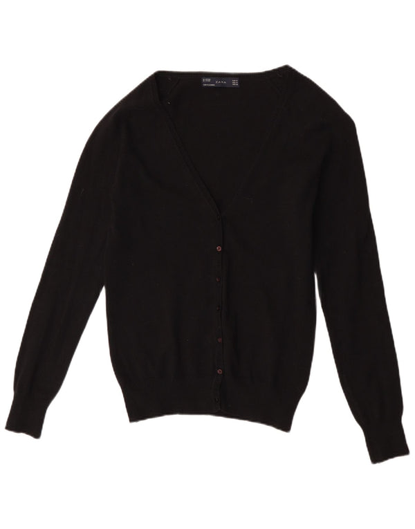 Maglione cardigan da donna Zara UK 12 cotone nero medio
