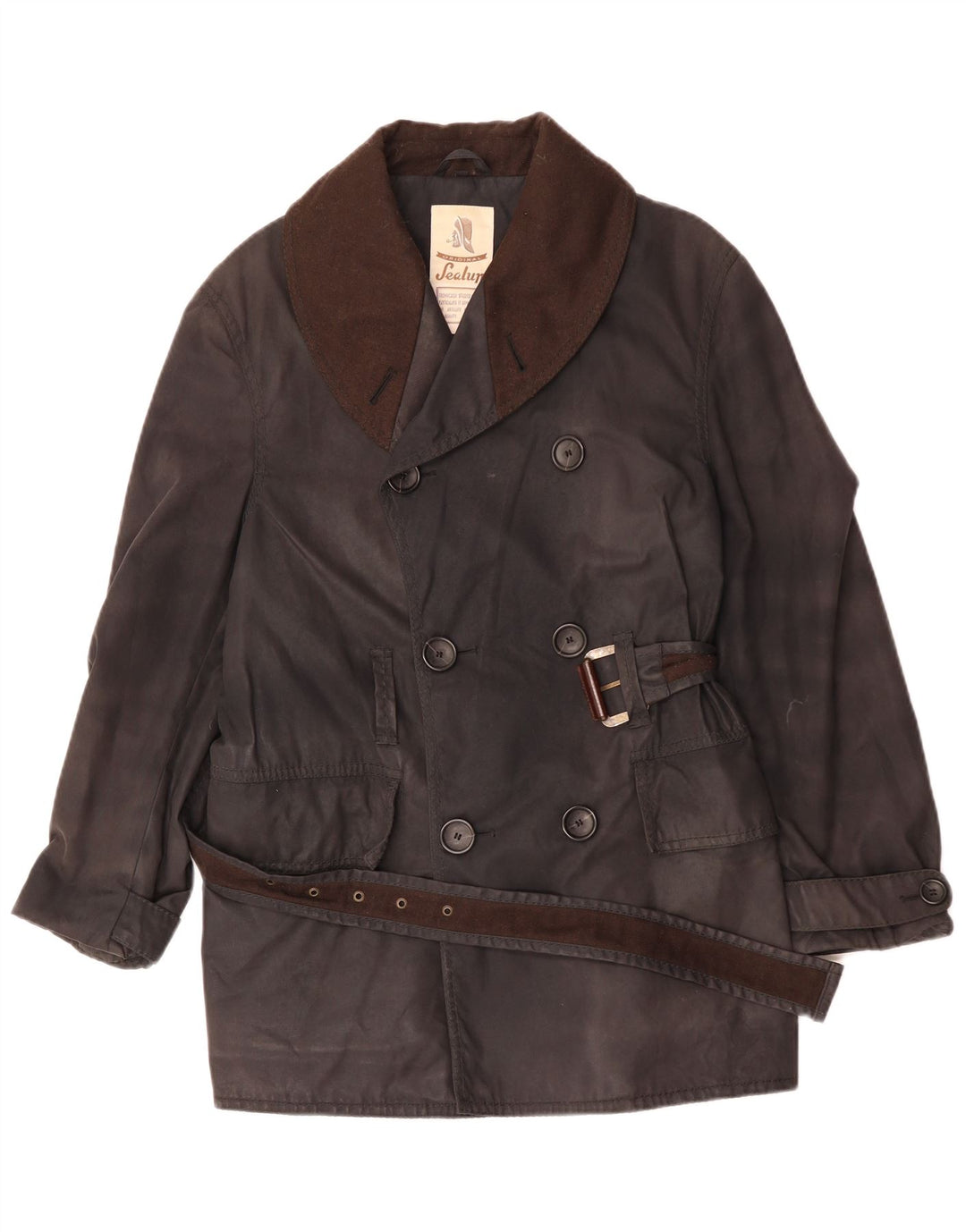 Cappotto doppiopetto da uomo Sealup UK 38 Cotone nero medio