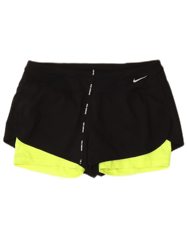 Pantaloncini sportivi Nike Dri Fit da donna UK14 Medium Black Colourblock