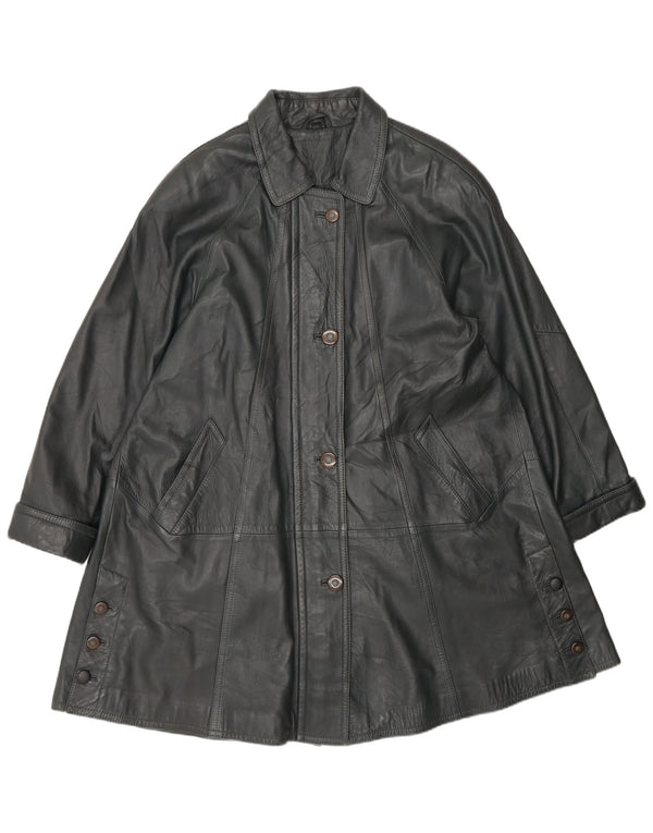 Vintage Womens Leather Coat EU 38 Medium Grey