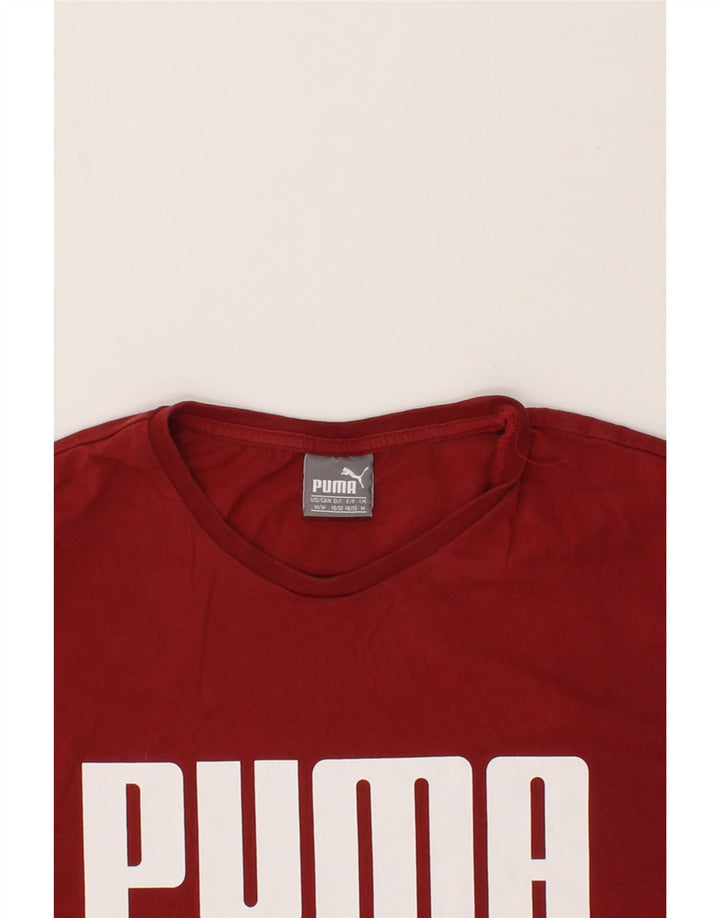 PUMA Mens Graphic T-Shirt Top Medium Burgundy Cotton Vintage Puma and Second-Hand Puma from Messina Hembry 