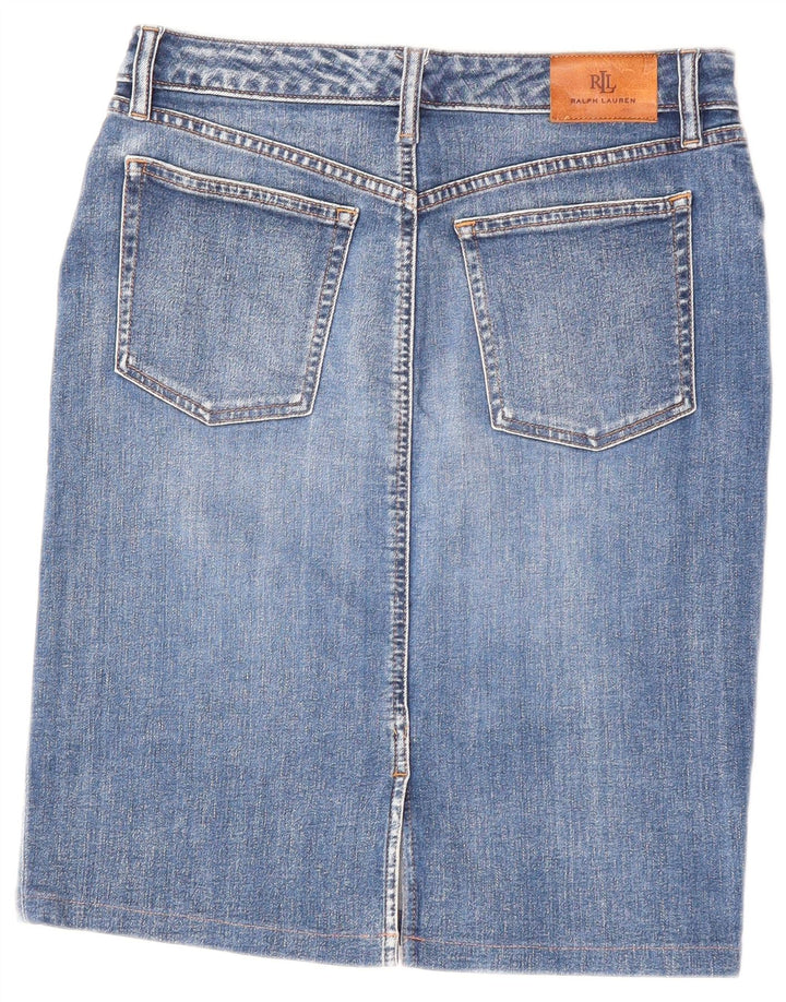 Gonna in denim da donna RALPH LAUREN US 8 Medium W30 Poliestere blu