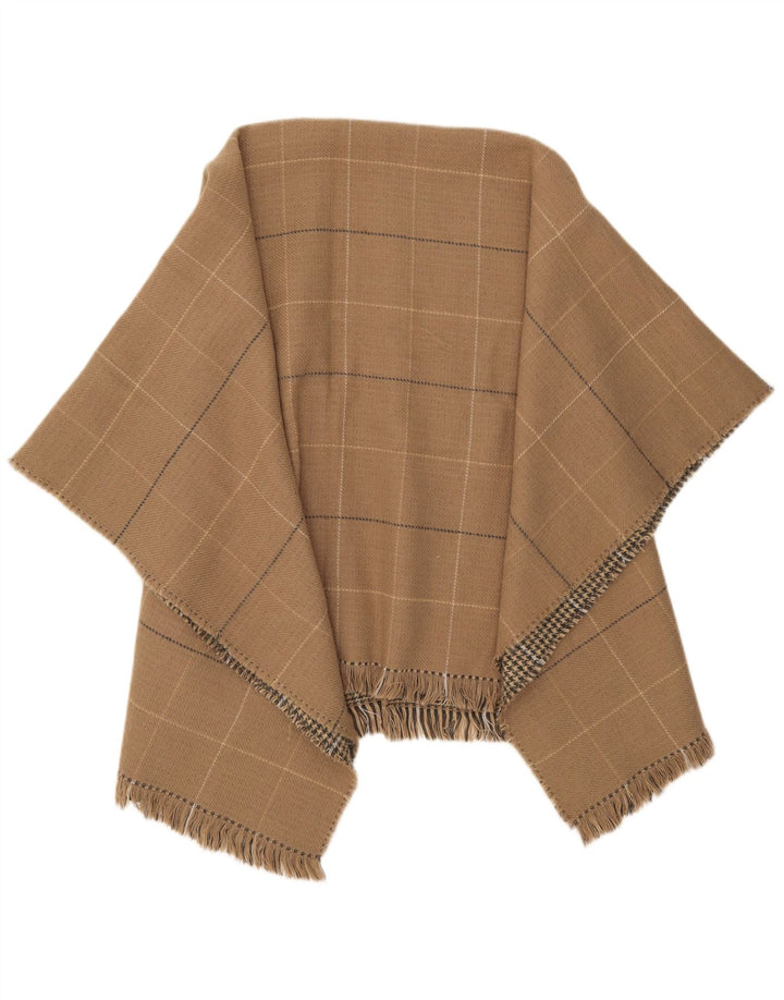 Cappotto a mantella reversibile da donna, taglia unica, a quadri beige