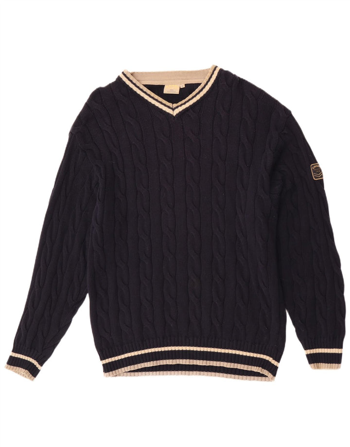 Maglione da uomo con scollo a V Camel Active in cotone blu navy medio