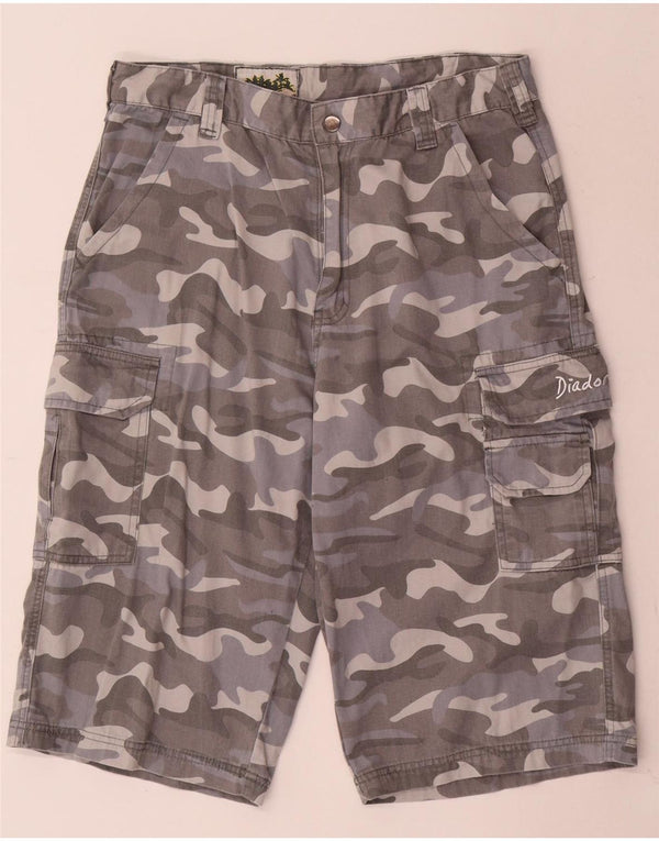 Pantaloncini cargo da uomo Diadora W34 Large in cotone mimetico grigio