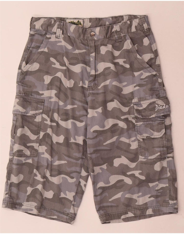 Pantaloncini cargo da uomo Diadora W34 Large in cotone mimetico grigio