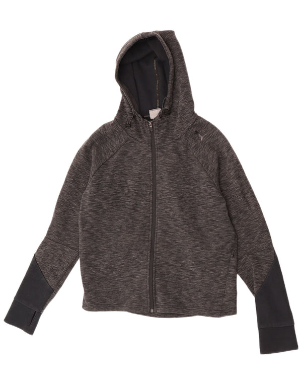 Felpa con cappuccio e zip da donna Puma UK 12 Cotone chiazzato grigio medio