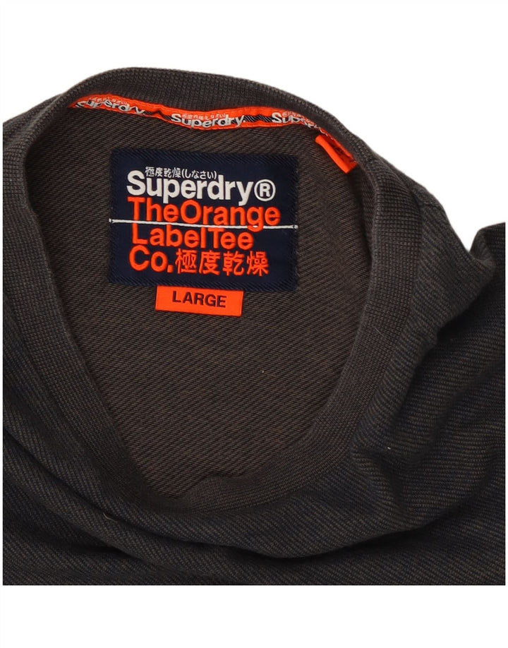Top da uomo a maniche lunghe Superdry in cotone grigio grande