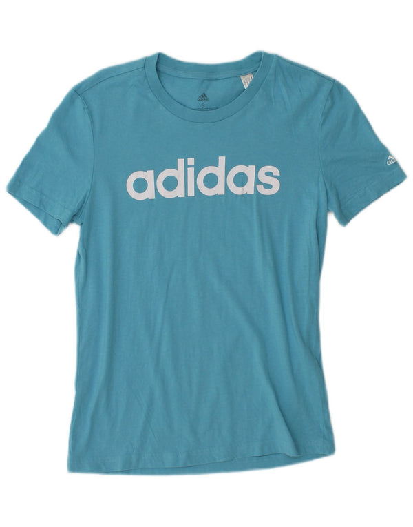 Adidas Womens Graphic T-Shirt Top UK 8/10 Small Blue