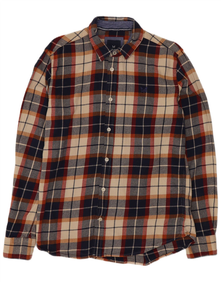 Crew Clothing Camicia da uomo in flanella di cotone a quadri blu navy medio