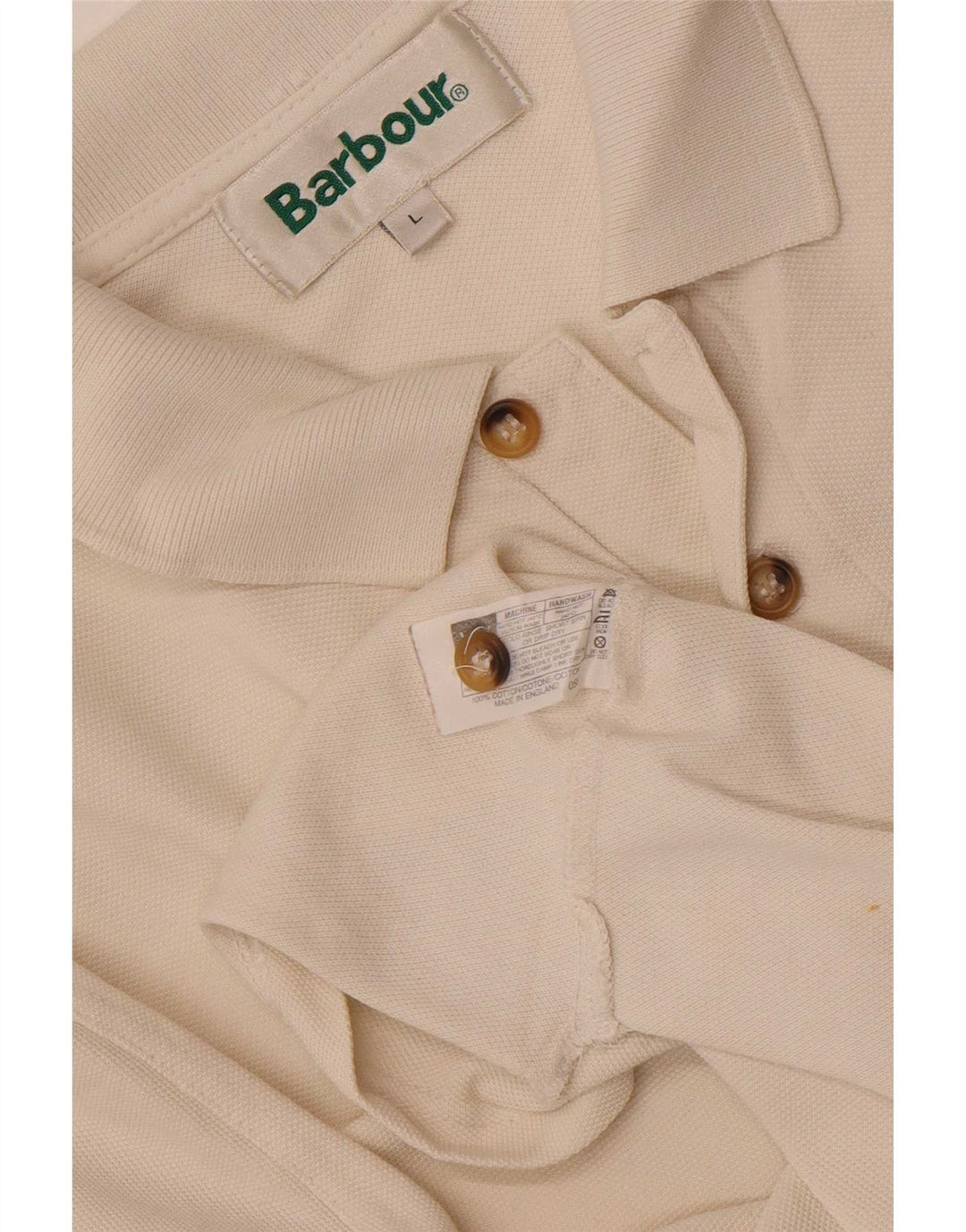 Polo da uomo Barbour grande in cotone bianco sporco