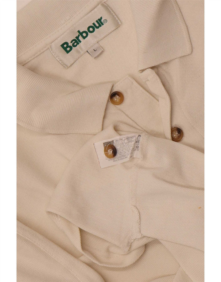 Polo da uomo Barbour grande in cotone bianco sporco