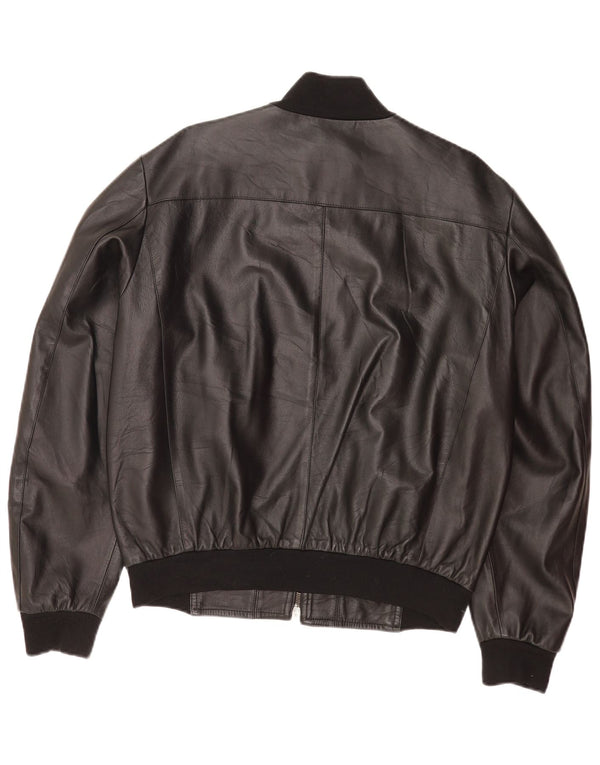 Vintage Mens Leather Jacket IT 50 Large Black Leather