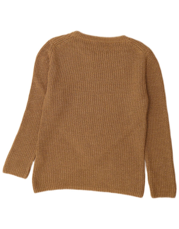 Massimo Dutti maglione da donna con scollo a barchetta UK 14 grande acrilico beige