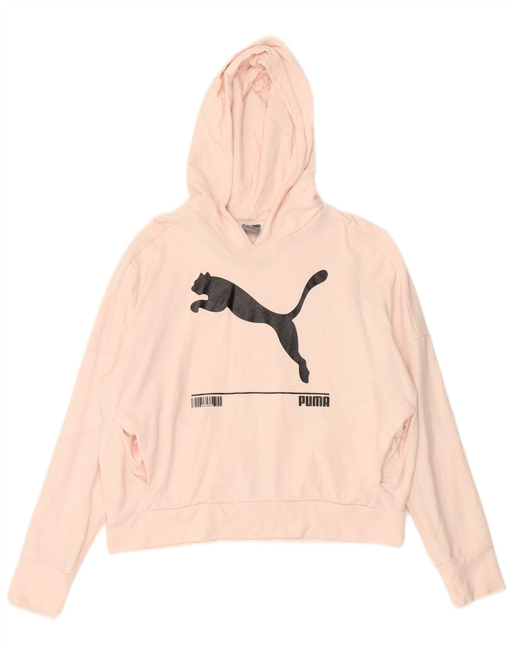 PUMA Womens Oversized Graphic Hoodie Jumper UK 10 Small Pink