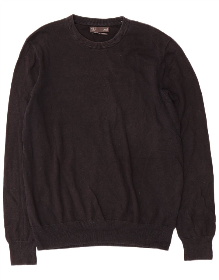 Maglione maglione girocollo da uomo Marks & Spencer grande cotone nero