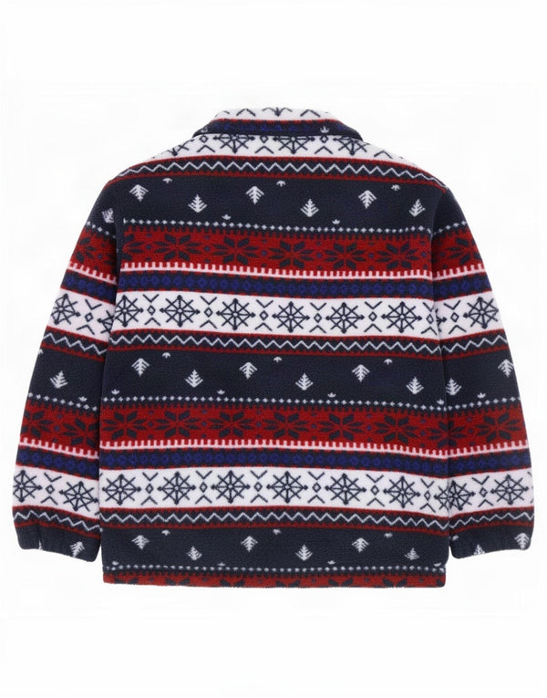 Giacca in pile vintage da uomo UK 40 grande blu navy geometrica