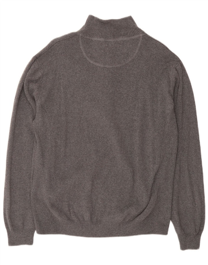 Maglione da uomo Musto con zip e collo in cotone grigio medio