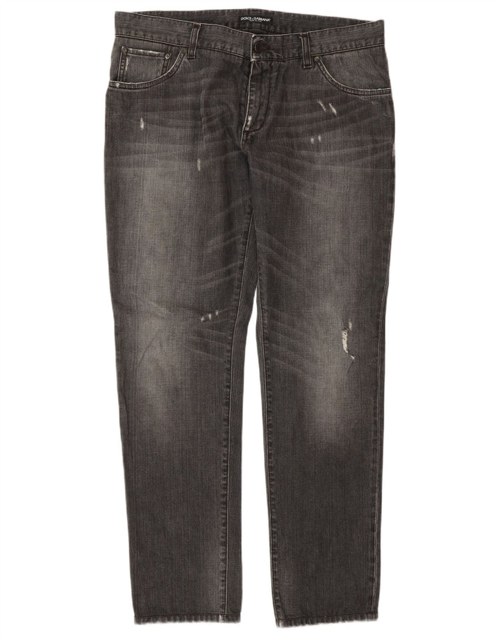 Jeans dritti effetto consumato da donna Dolce & Gabbana IT 50 XL W36 L32 Grigio