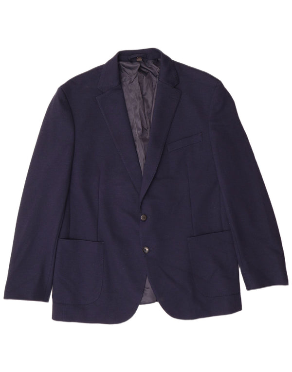 MARKS & SPENCER Giacca blazer da uomo a 2 bottoni UK 46 3XL Poliammide blu navy