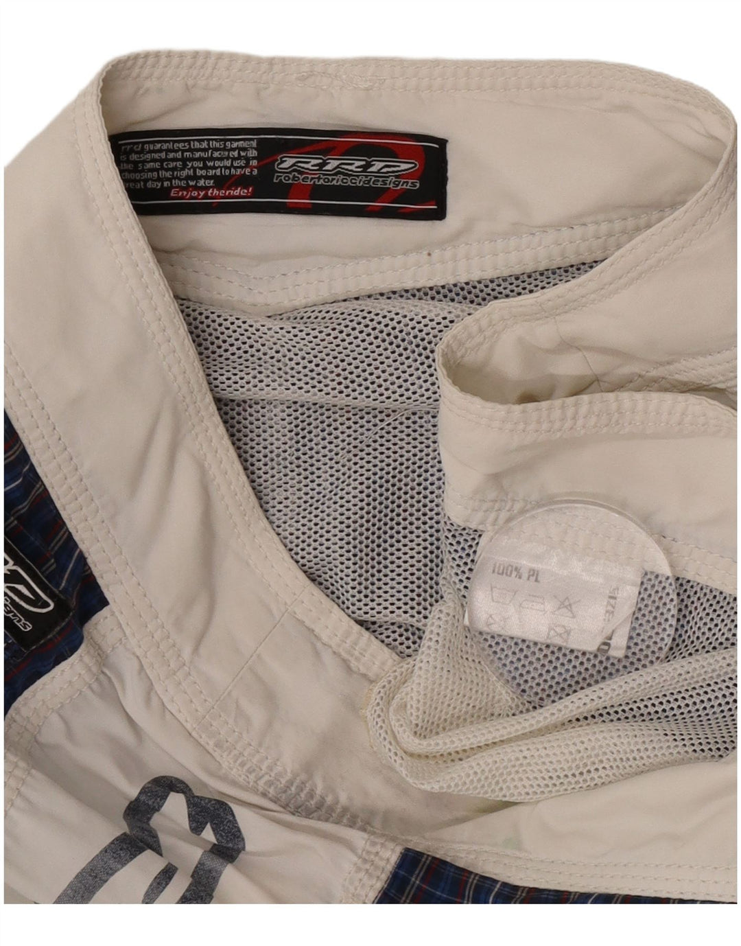 Pantaloncini da bagno con grafica da uomo RRD, poliestere color block medio blu navy