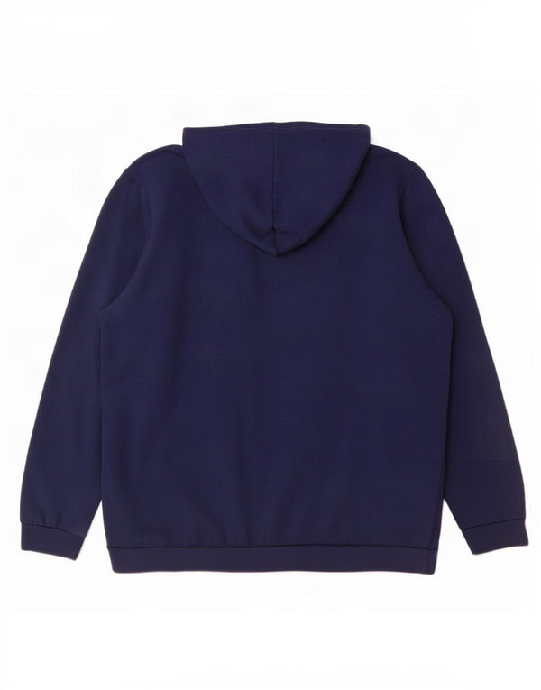 Felpa con cappuccio da uomo Adidas Large in cotone blu navy