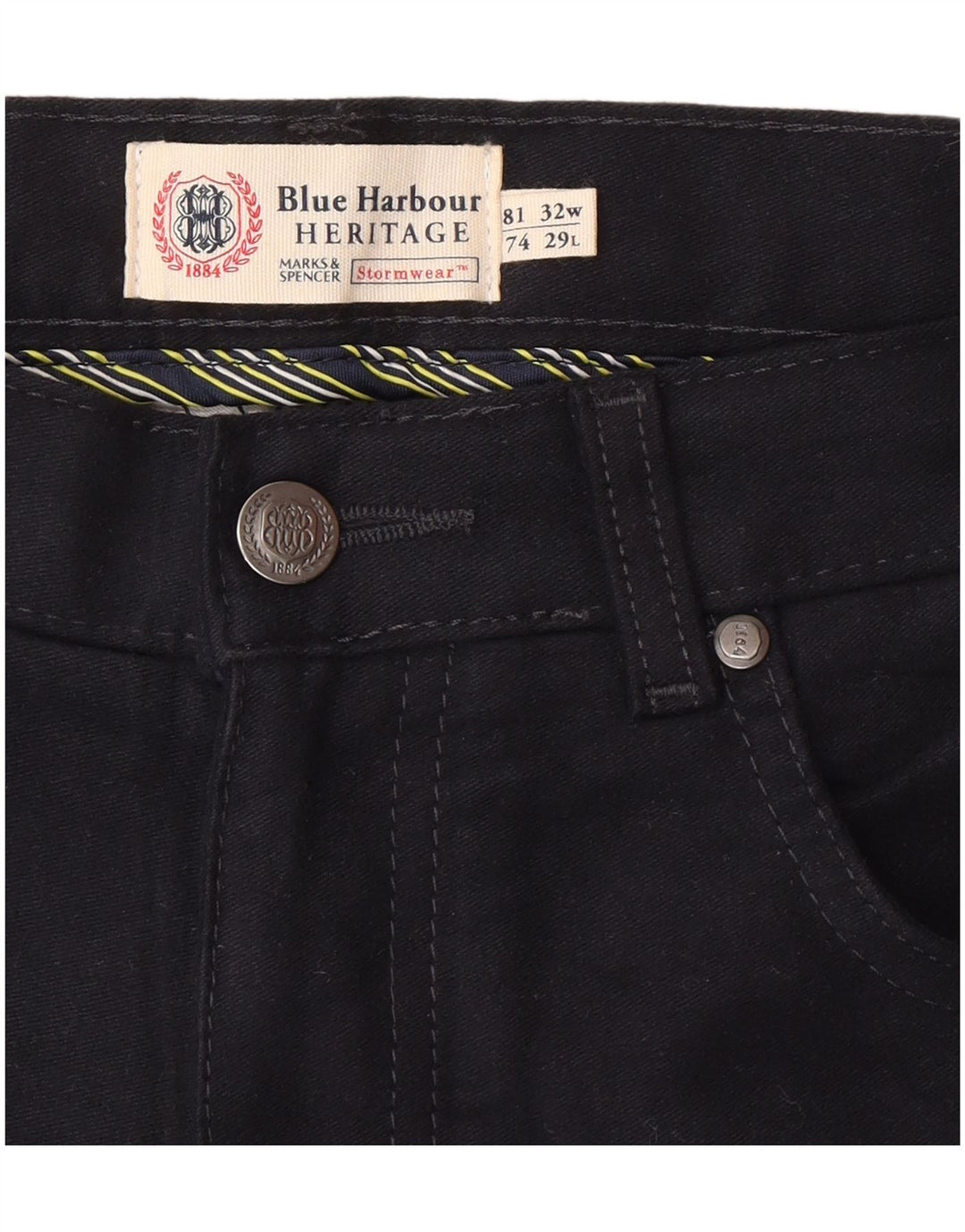 Pantaloni casual Marks & Spencer da uomo Blue Harbour W32 L29 Blu Navy