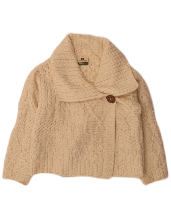 Maglione cardigan dalla vestibilità rilassata da donna Carraig Donn UK 4 XS bianco sporco
