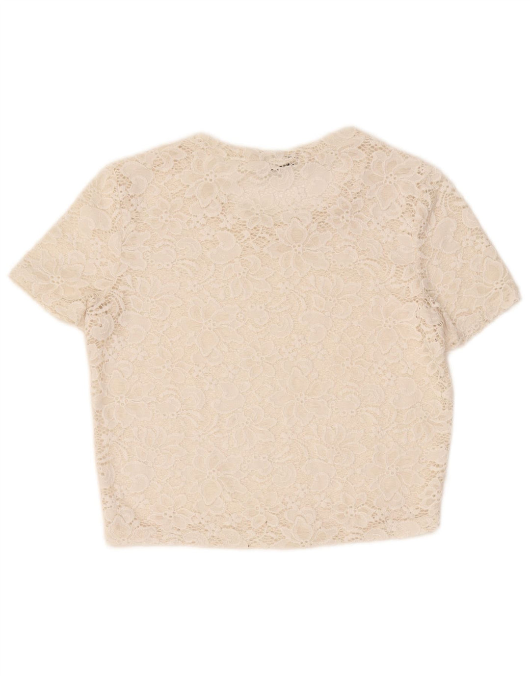 Top corto da donna Zara trasparente in camicetta UK 12 medio bianco sporco floreale