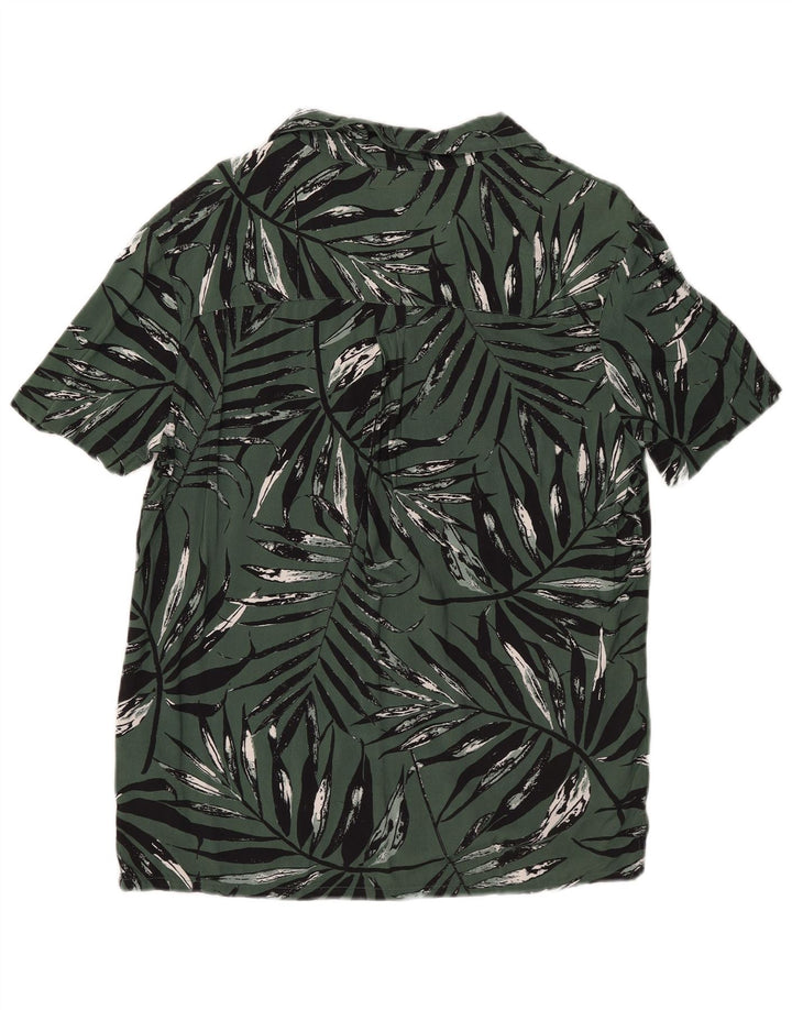 Camicia a maniche corte da uomo con motivo astratto Weird Fish piccola viscosa verde