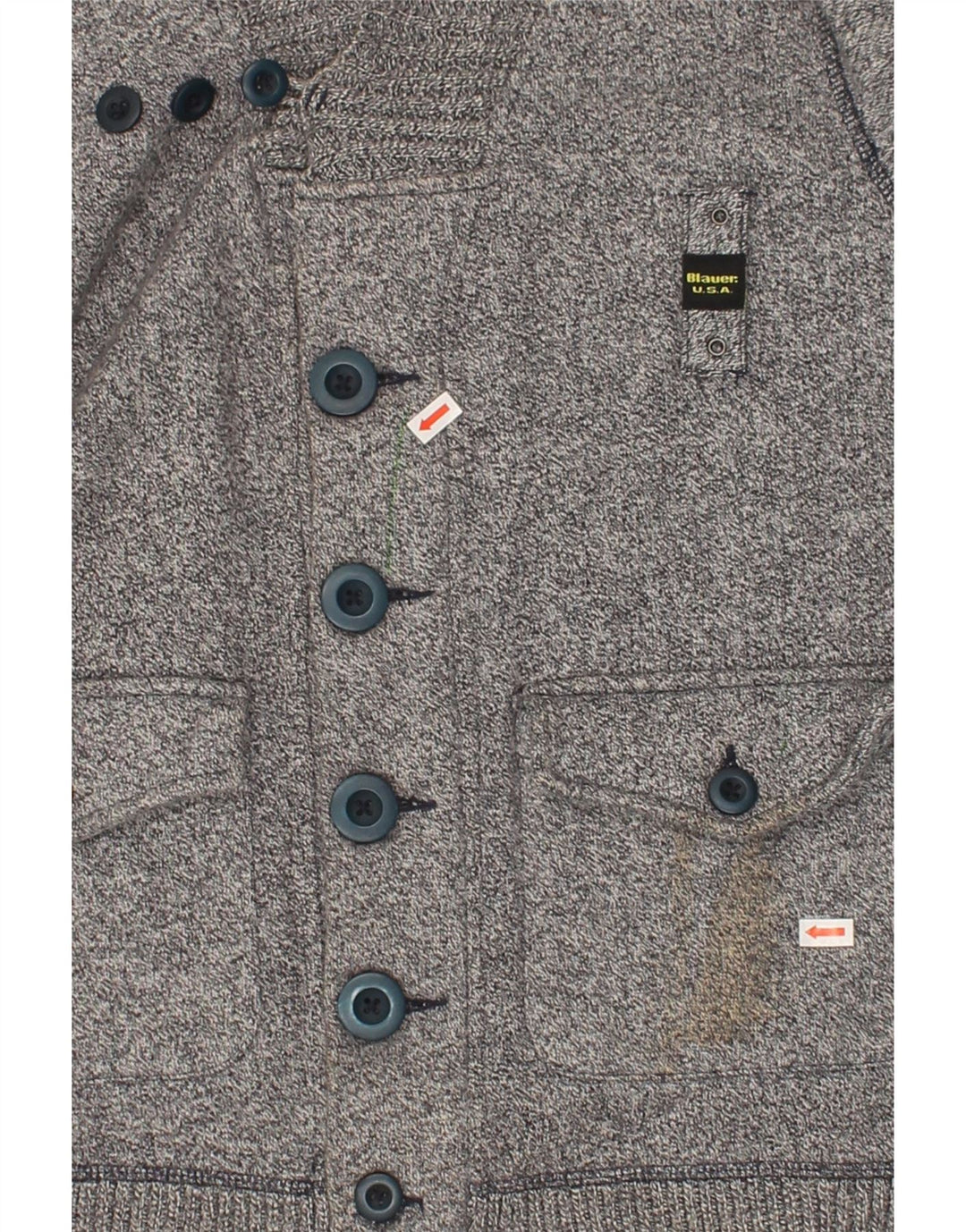 BLAUER Mens Cardigan Sweater Medium Grey Cotton Vintage Blauer and Second-Hand Blauer from Messina Hembry 