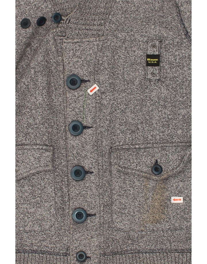 BLAUER Mens Cardigan Sweater Medium Grey Cotton Vintage Blauer and Second-Hand Blauer from Messina Hembry 