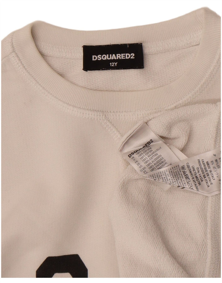 Felpa grafica per ragazze Dsquared2 11-12 anni in cotone bianco
