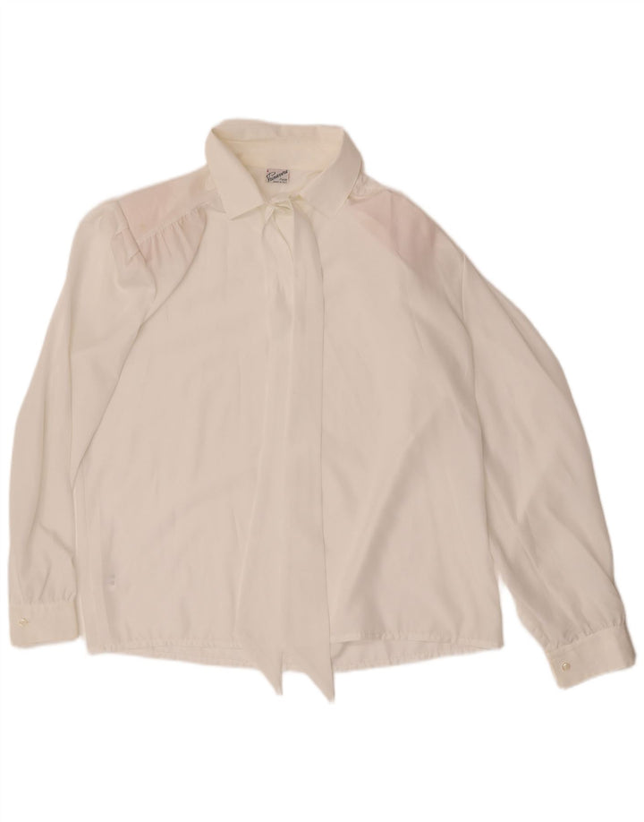 Primavera Firenze Camicetta da donna con papillon UK 18 XL Poliestere bianco