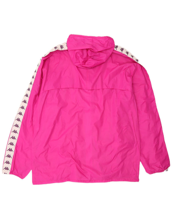 Giacca antipioggia da uomo con cappuccio grafico KAPPA UK 40 Large Rosa
