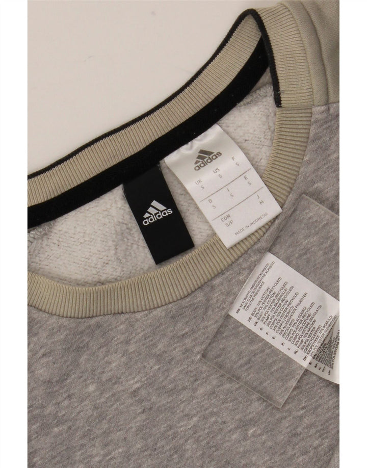Felpa da uomo Adidas maglione piccolo grigio color block in cotone